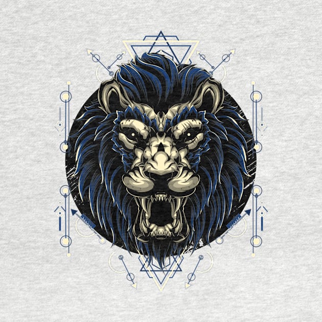 Blue Hair and blonde eyes Lion by T-Shirt Kingdom by Elitenando.store